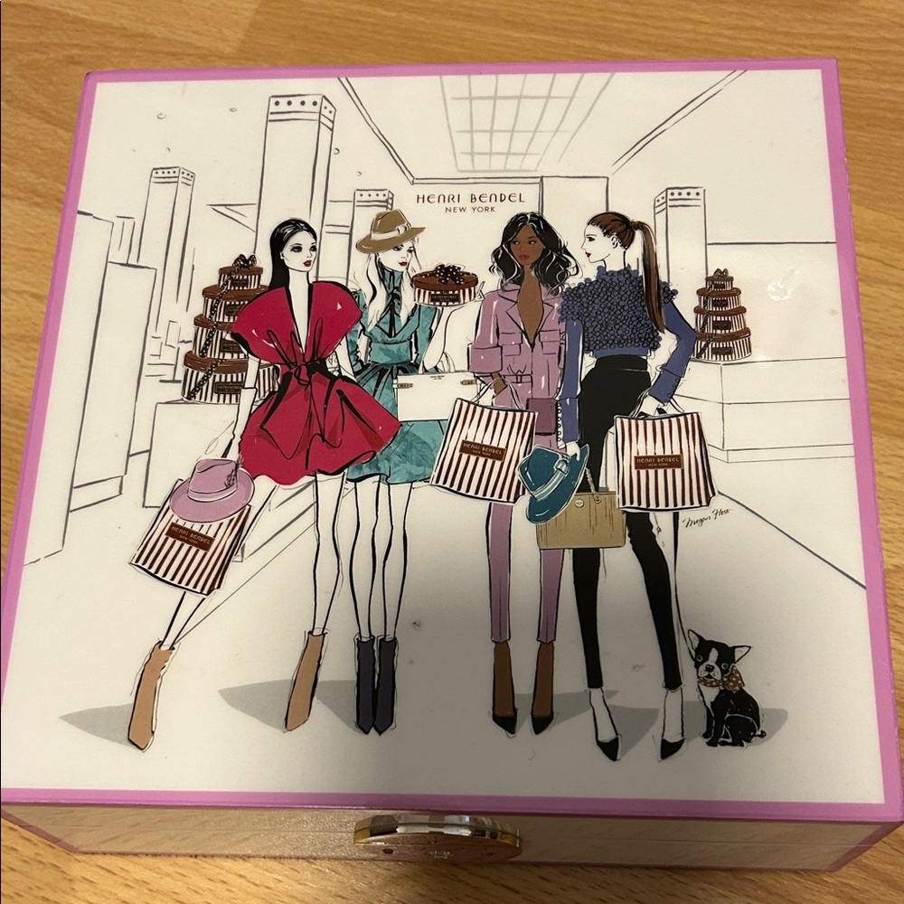 Henri Bendel Fashion jewelry Box with Purple Trim